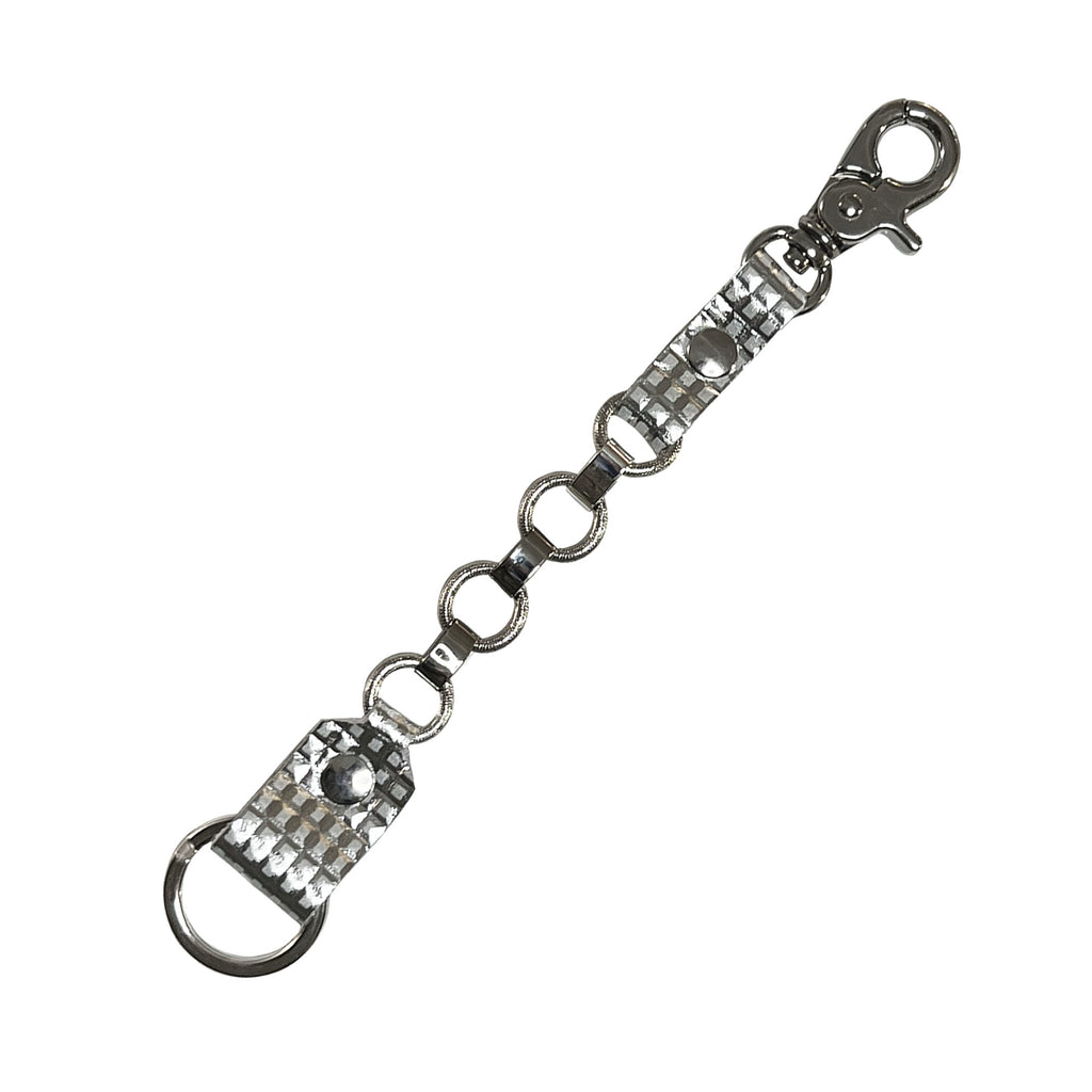 Belladonna Keychain in Silver Studded Leather Heavy Leather NYC