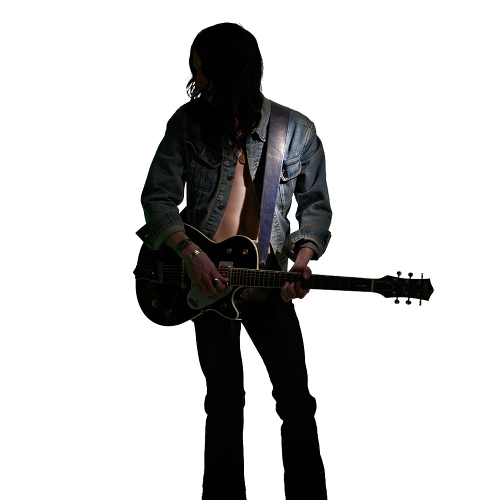 CUSTOM BLACK VINTAGE STYLE 1960'S 1970'S 1980'S 1990'S PUNK HEAVY METAL ROCK 'N' ROLL GLAM BASS SUEDE GUITAR STRAP HEAVY LEATHER NYC MADE IN THE USA