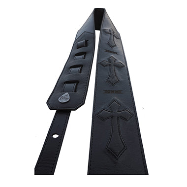 TONY IOMMI BLACK SABBATH HEAVY LEATHER NYC CUSTOM IRON CROSS SIGNATURE SG GUITAR STRAP MADE IN THE USA