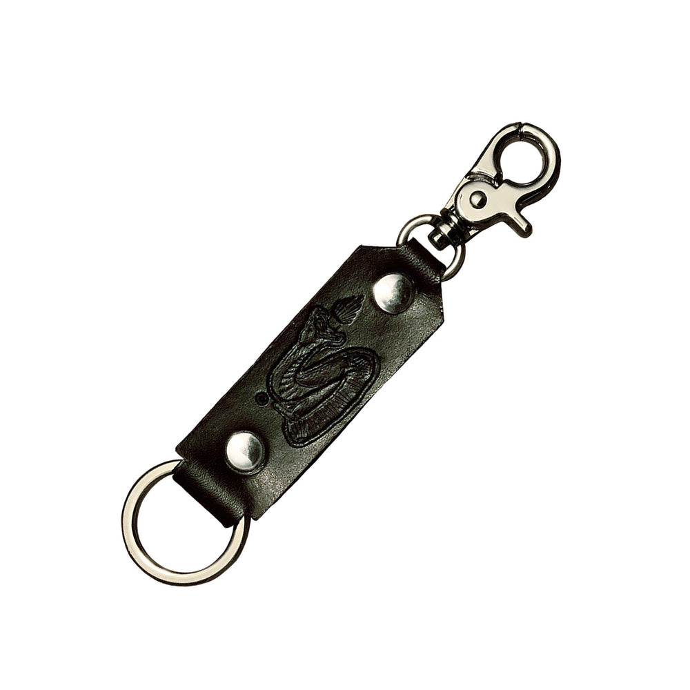 Snake Charmer Keychain in Black Leather