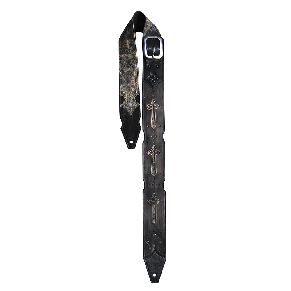 TONY IOMMI BLACK SABBATH HEAVY LEATHER NYC CUSTOM IRON CROSS SIGNATURE SG GUITAR STRAP MADE IN THE USA