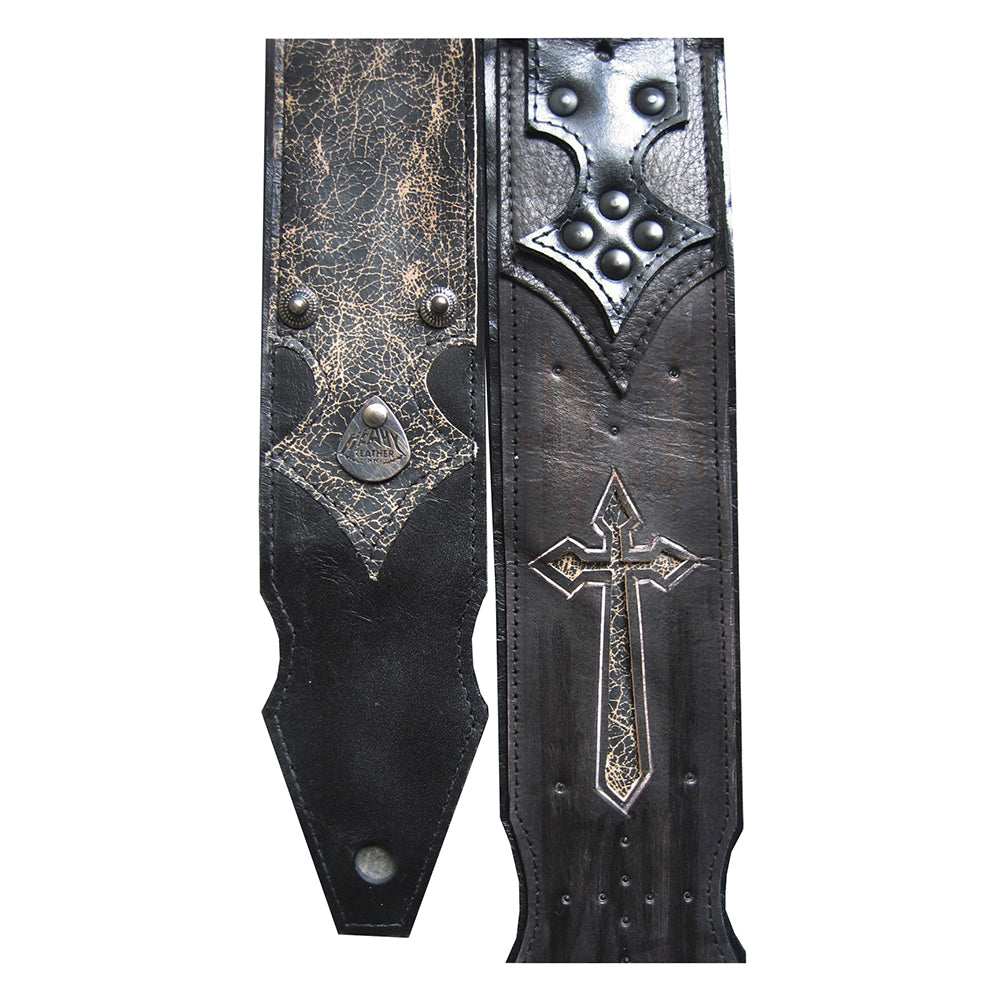 TONY IOMMI BLACK SABBATH HEAVY LEATHER NYC CUSTOM IRON CROSS SIGNATURE SG GUITAR STRAP MADE IN THE USA